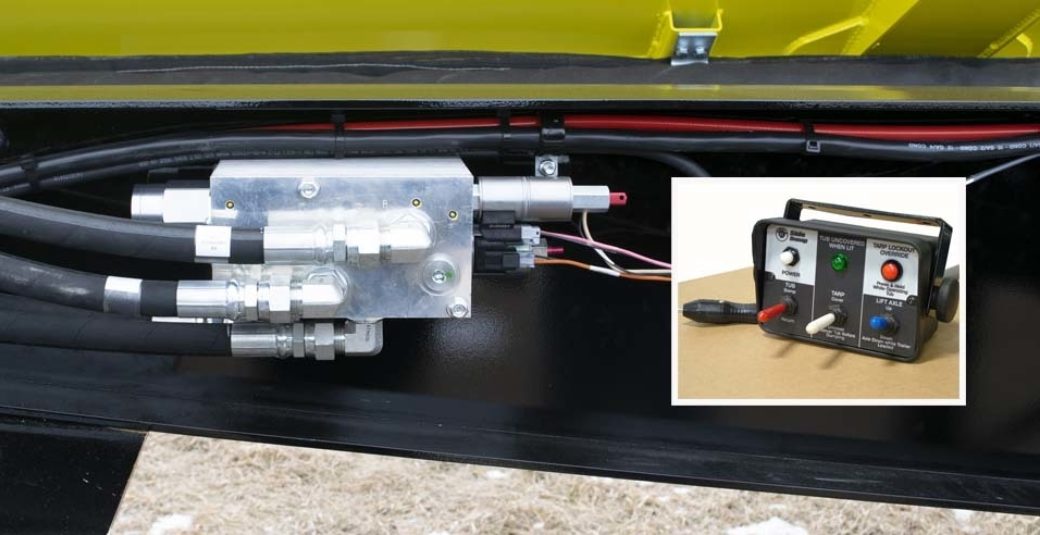 EOH valve and control box for side dump trailer